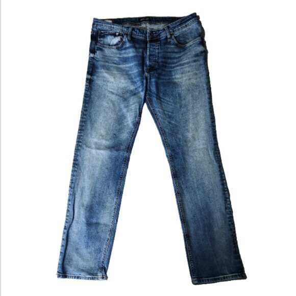 Jack and Jones Jeans Men's 36 x 32 Slim Fit Tim Designer Denim Mid Rise - Picture 1 of 12